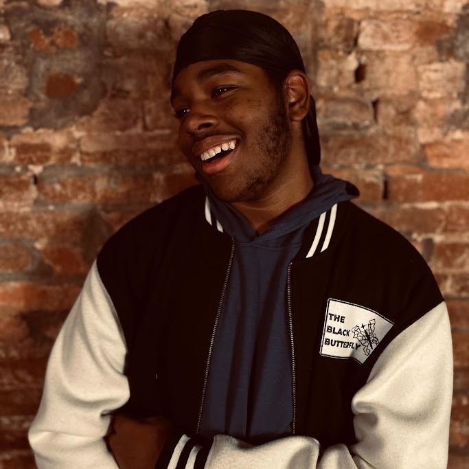 'BLACK BUTTERLY' Black & White Varsity Jacket