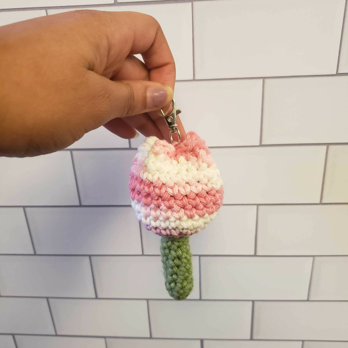 Pink/White Tulip Keychain